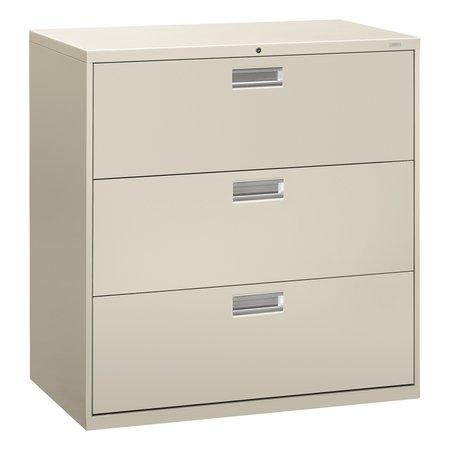 HON 42" W 3 Drawer File Cabinet, Light Gray, A4/Legal/Letter H693.L.Q